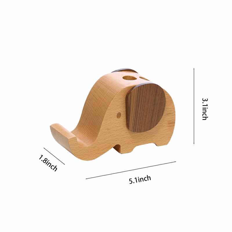 Wooden Elephant Phone Holder