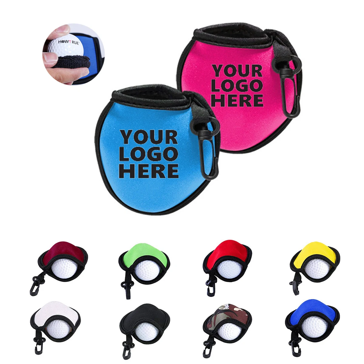 MOQ 100 PCS Portable Full Color Golf Ball Cleaner Pouch 1