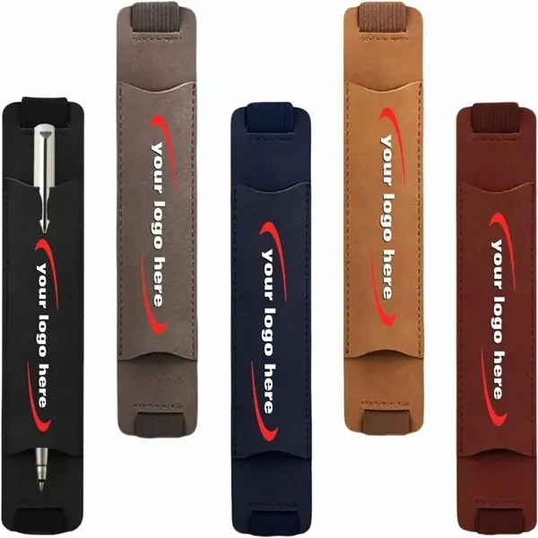 Custom 7.09 Inch PU Leather Pen Sleeve with Elastic Band — Office & Student Promo 1
