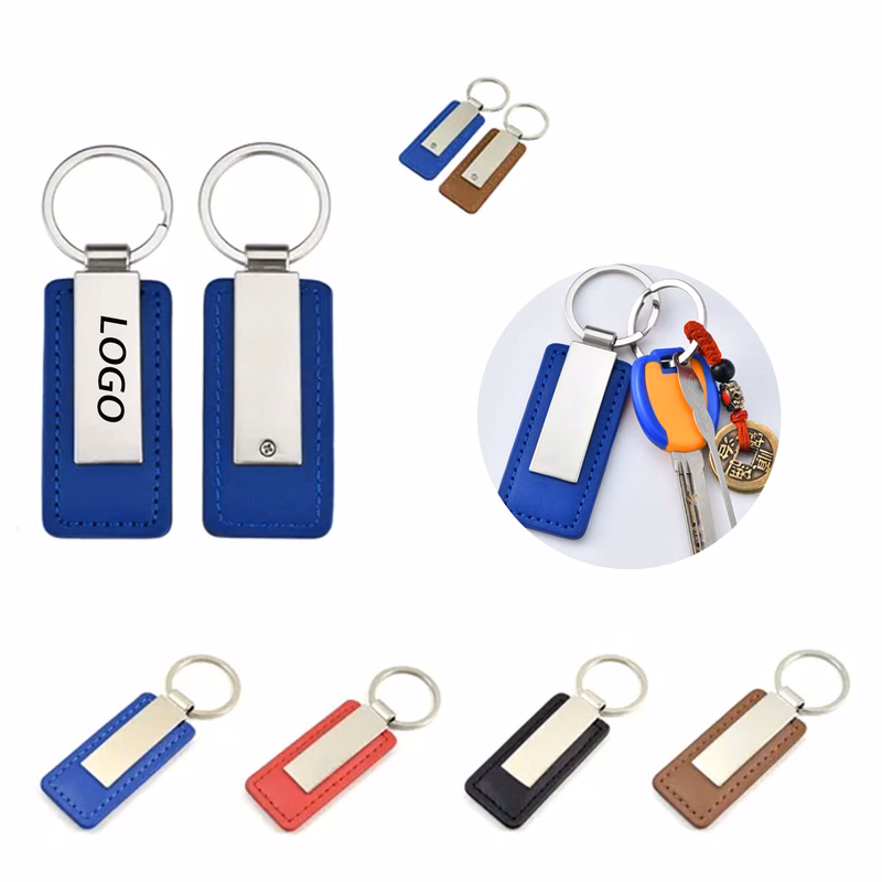 Rectangular Leather Keychain MOQ 50
