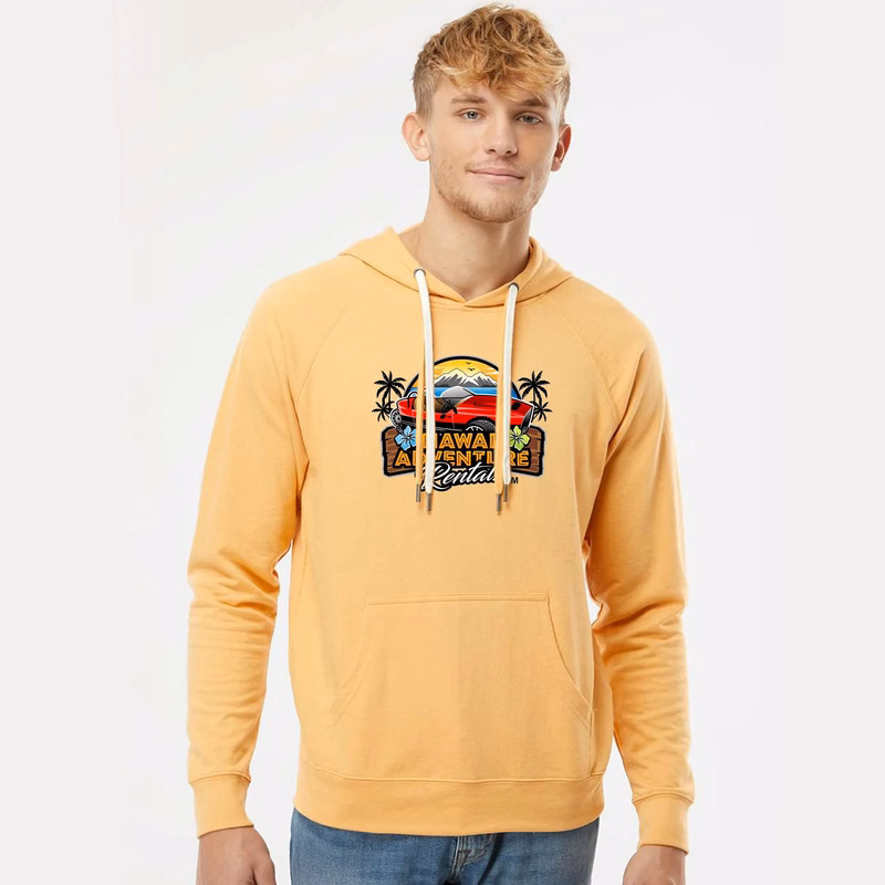 Unisex Lightweight Loopback Terry Hooded Pullover