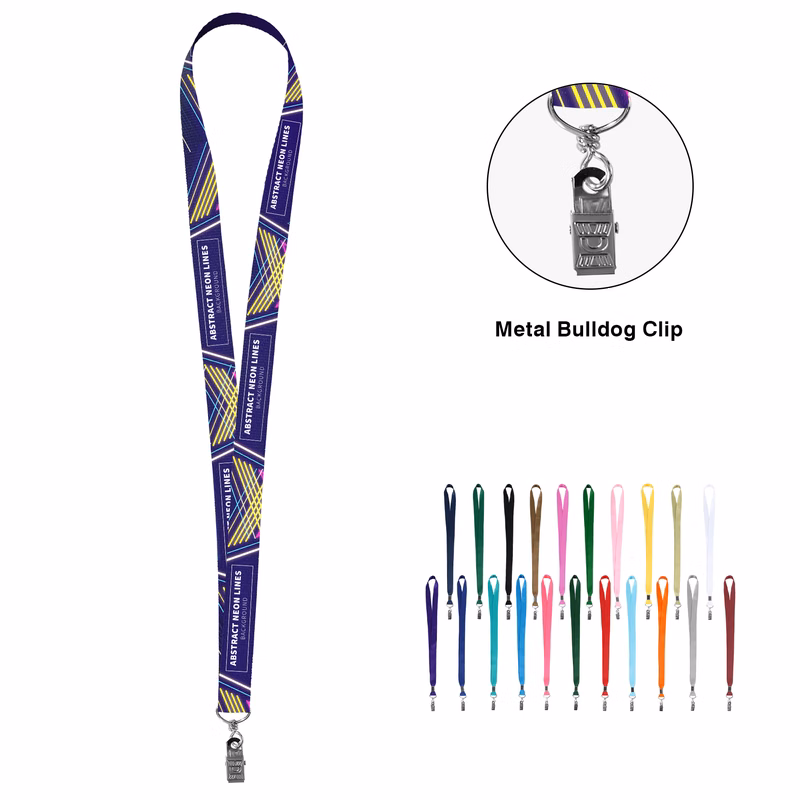 3/4" Full Color Sublimated Lanyard w/ Metal Bulldog Clip