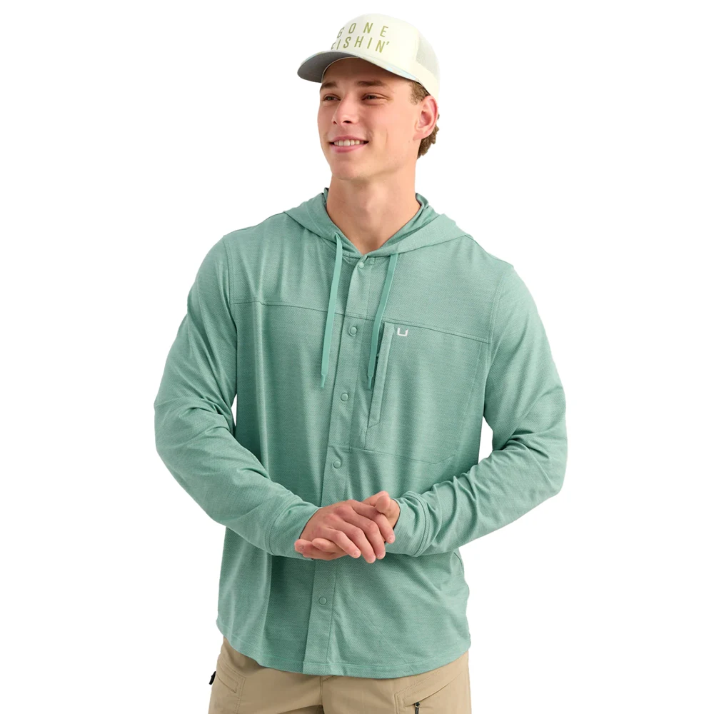 Huk® Men's Quick-Dry Fishing Hooded Shirt with Custom Logo 1