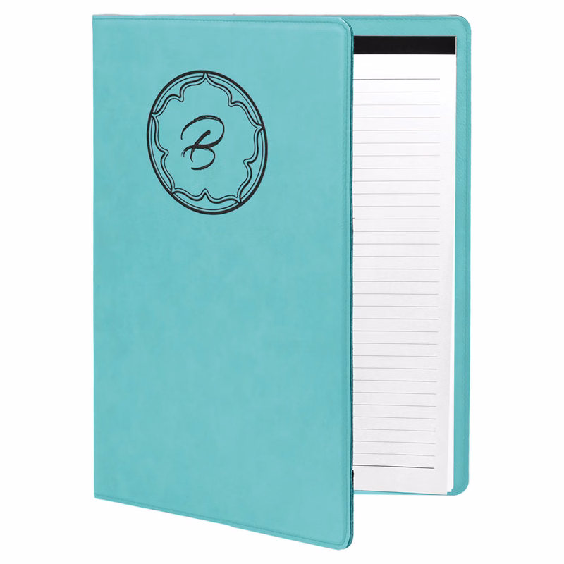 7" x 9" Teal Leatherette Small Portfolio with Notepad