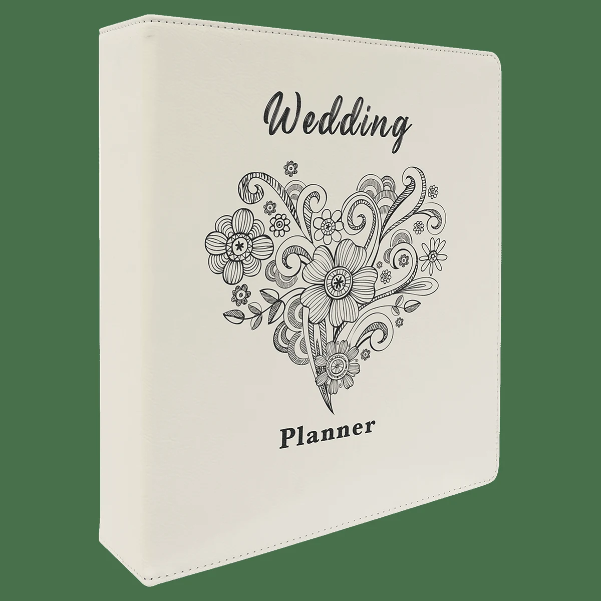 11" x 11 1/2" White/Black Leatherette 3 Ring Binder with 2" Slant D Rings 1