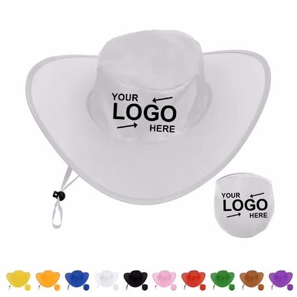 Custom Foldable Polyester Outdoor Hat With Storage Pouch — Travel Promo Item