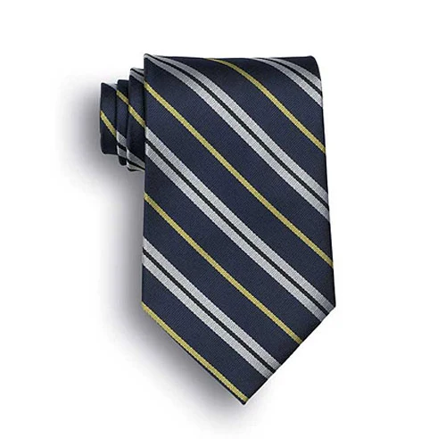 Pace Signature Stripes Polyester Tie - Navy/Gray/Gold 1
