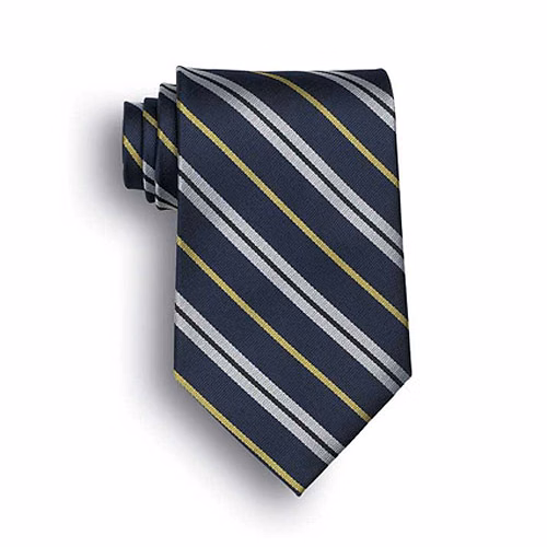 Pace Signature Stripes Polyester Tie - Navy/Gray/Gold