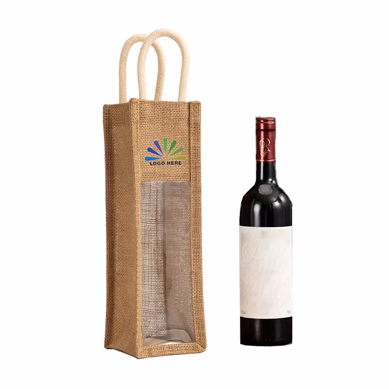 Eco-friendly Jute Single Bottle Wine Bag