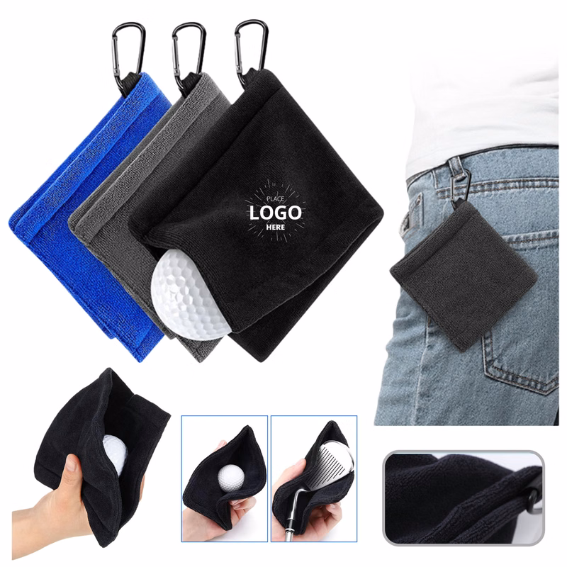 Microfiber Golf Ball Cleaning Towel With Carabiner