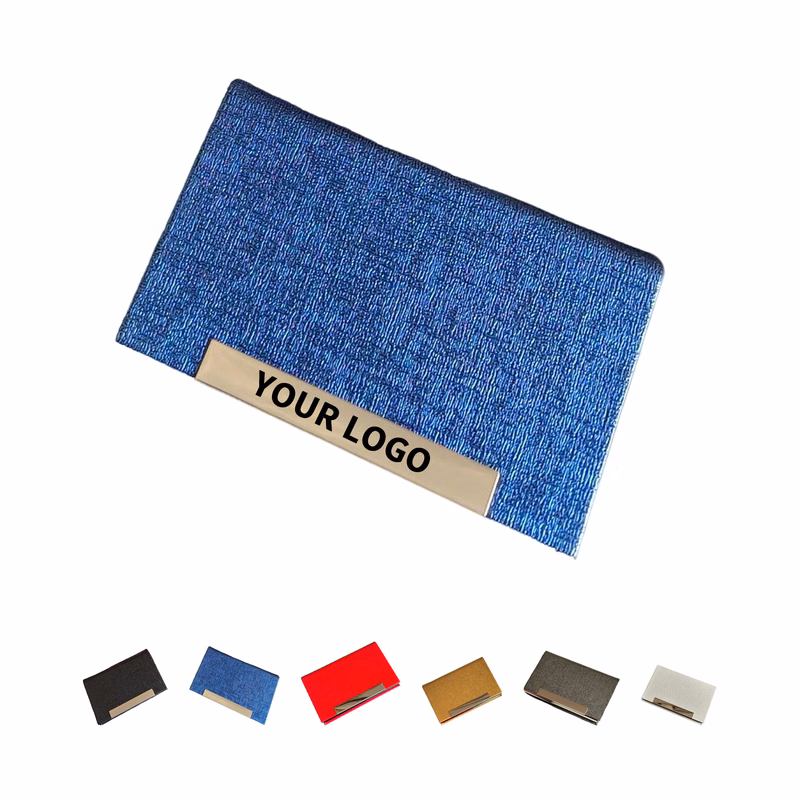 PU Leather Metal Business Card Holder Slim Case