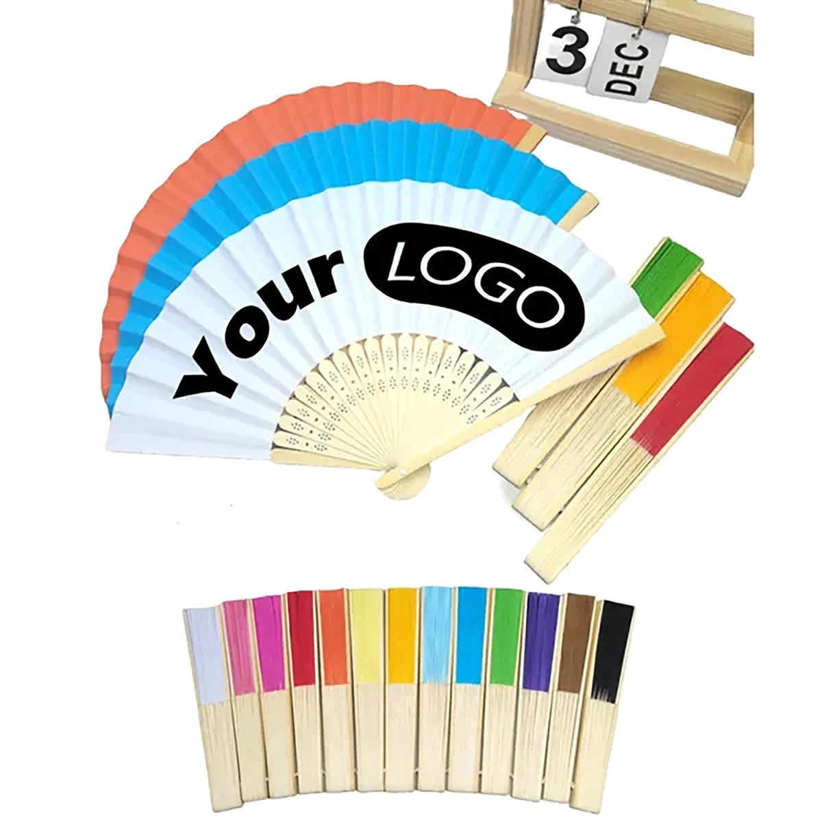 Collapsible Bamboo Paper Fan with Full color printing 8.3 " 1