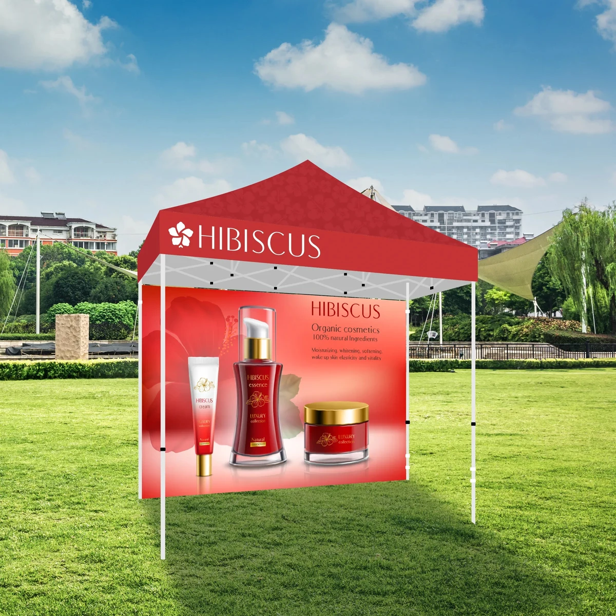 10' X 10' Tent w/ Full Color Canopy and Back Wall 1
