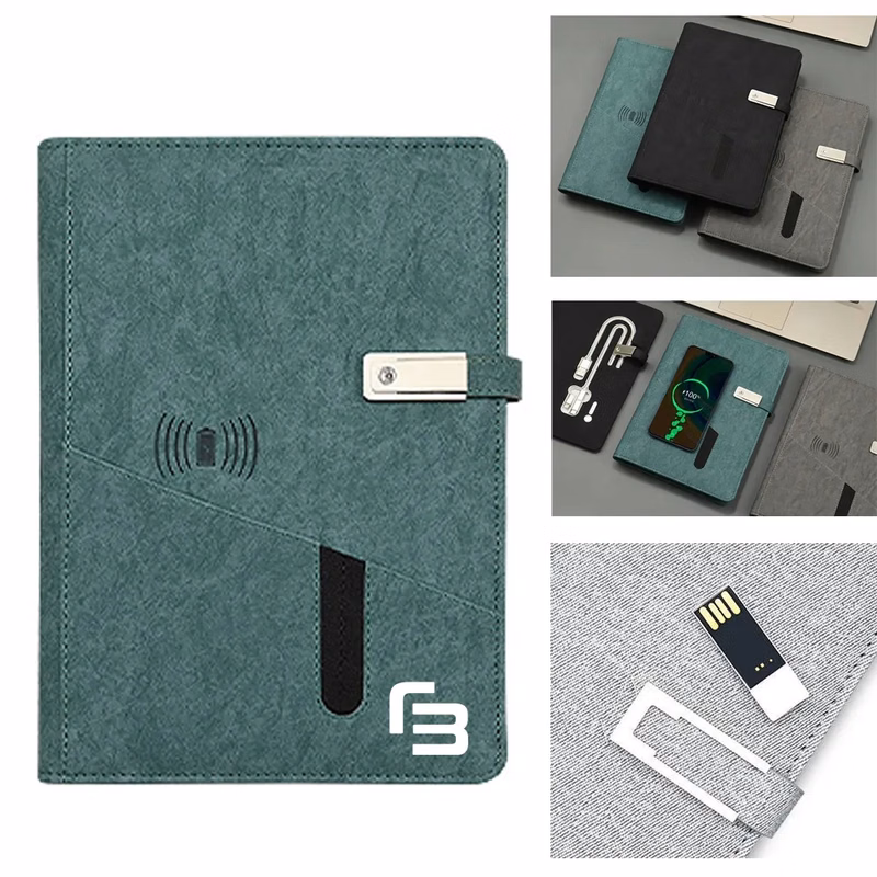 Wireless Charging Notebook With 8000mAh Power Bank & U disk