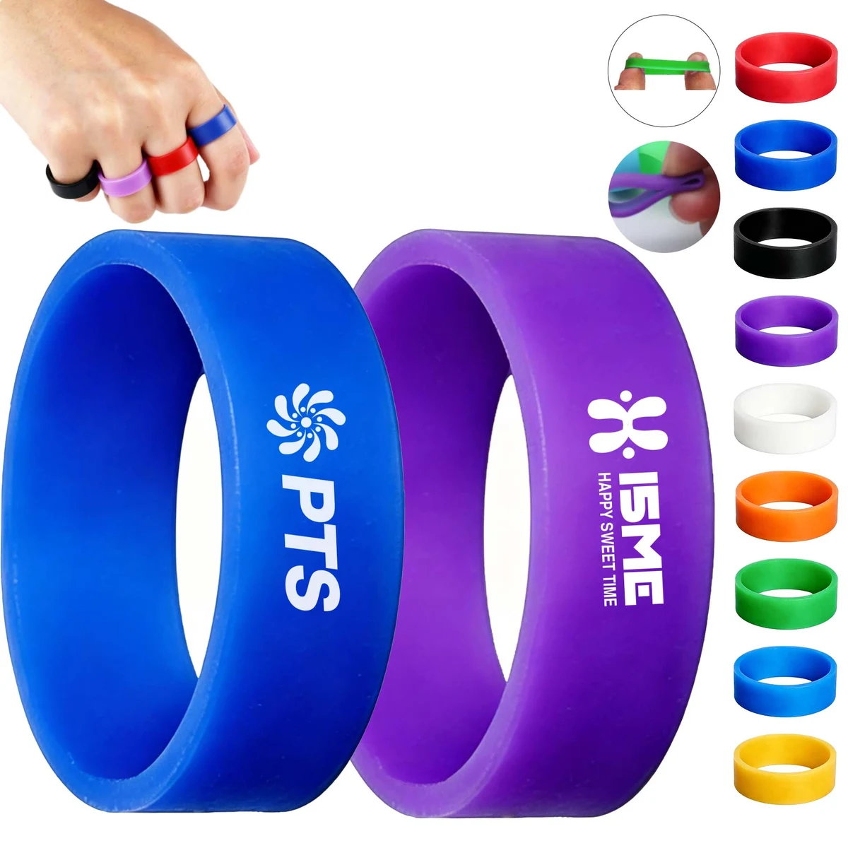 Debossed Color Filled Silicone Finger Ring 1