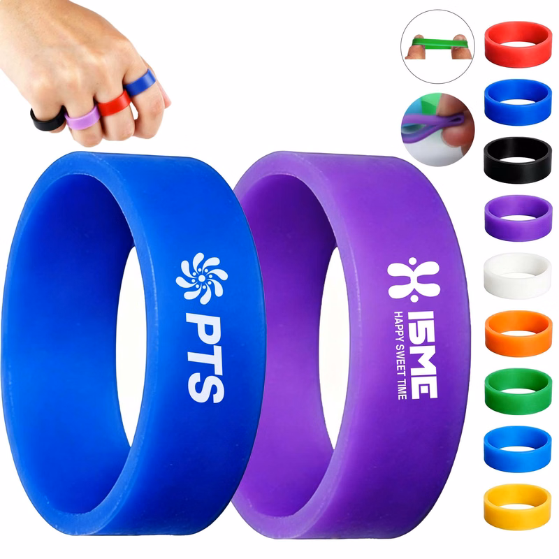 Debossed Color Filled Silicone Finger Ring