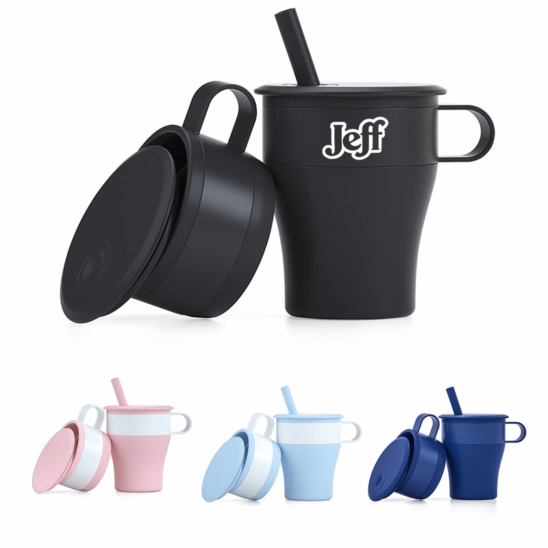 16 oz Silicone Collapsible Straw Mug
