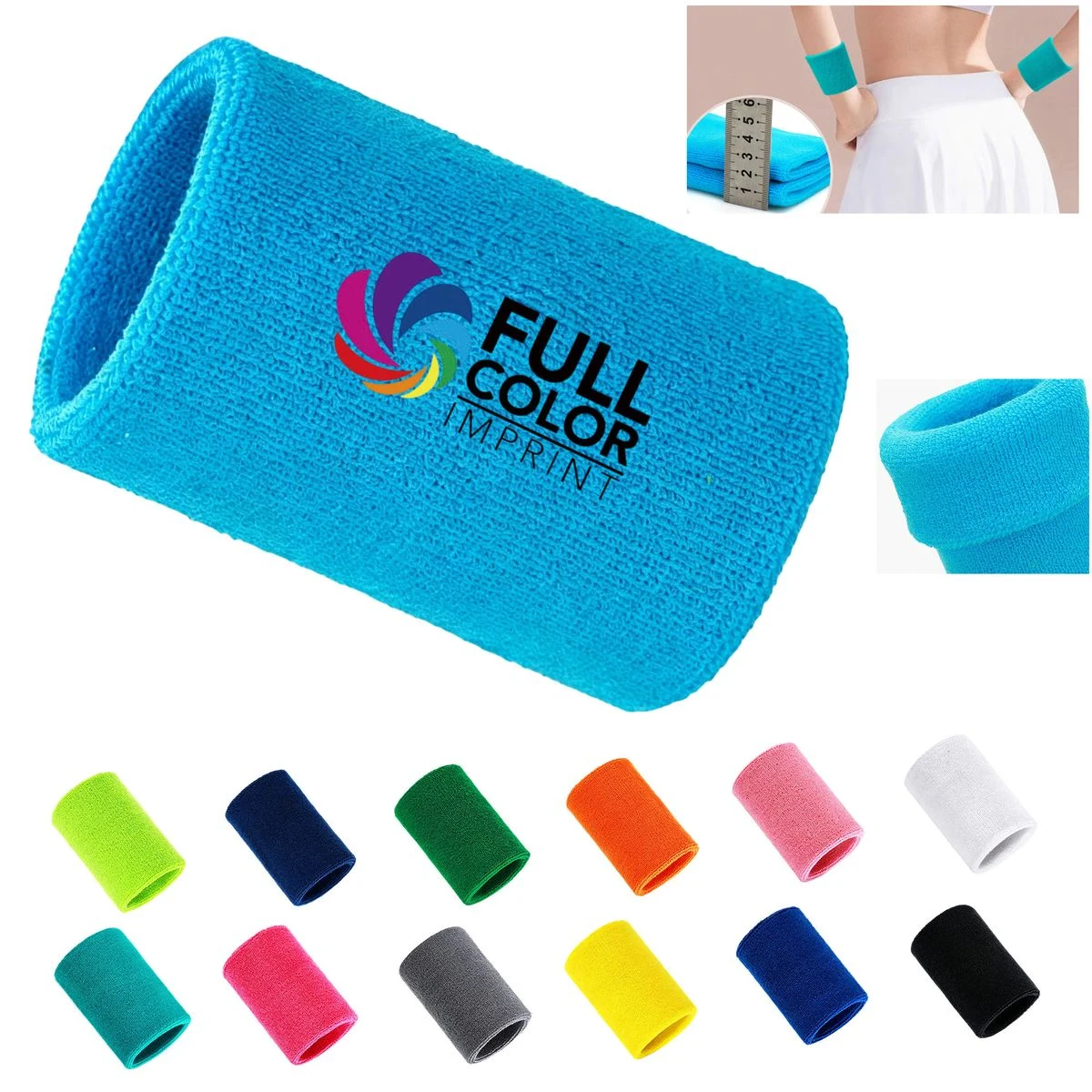 Full Color Cotton Absorbent and Breathable Wrist Sweatband 1