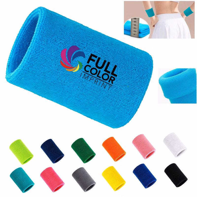 Full Color Cotton Absorbent and Breathable Wrist Sweatband