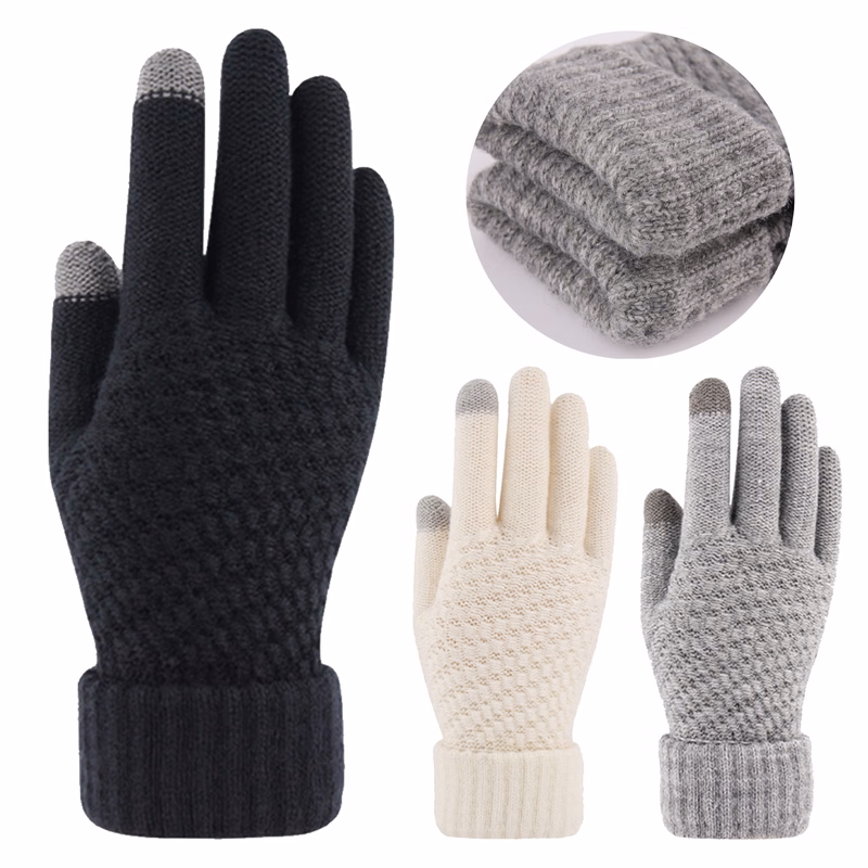 Warm Touch Screen Thick Knit Gloves For Autumn And Winter
