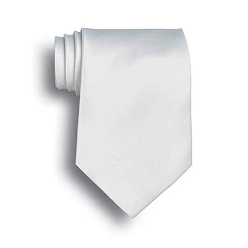 White Polyester Satin Tie 1