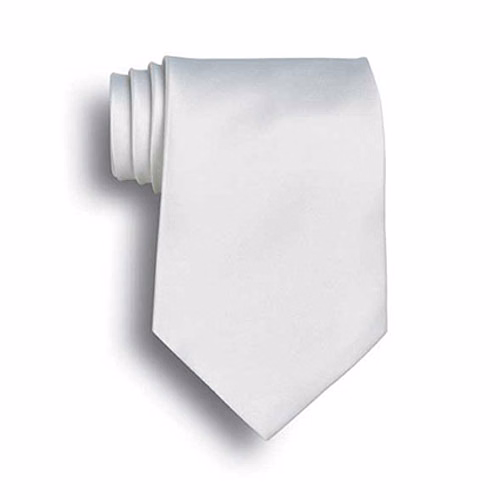 White Polyester Satin Tie