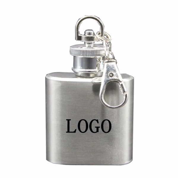 1 oz Stainless Steel Flask Keychain