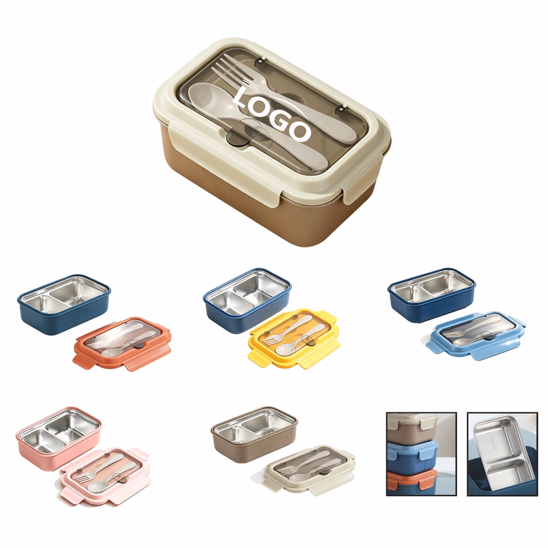 PP Bento Lunch Box With Stainless Steel Utensils
