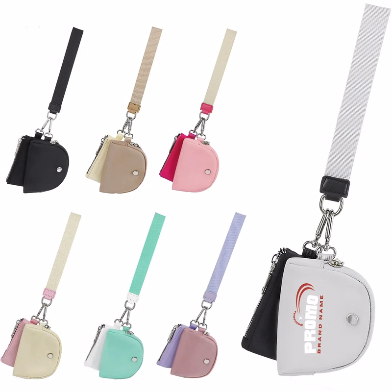 Women Mini Zip Around Wristlet Dual Pouch Wallets Coin Purse