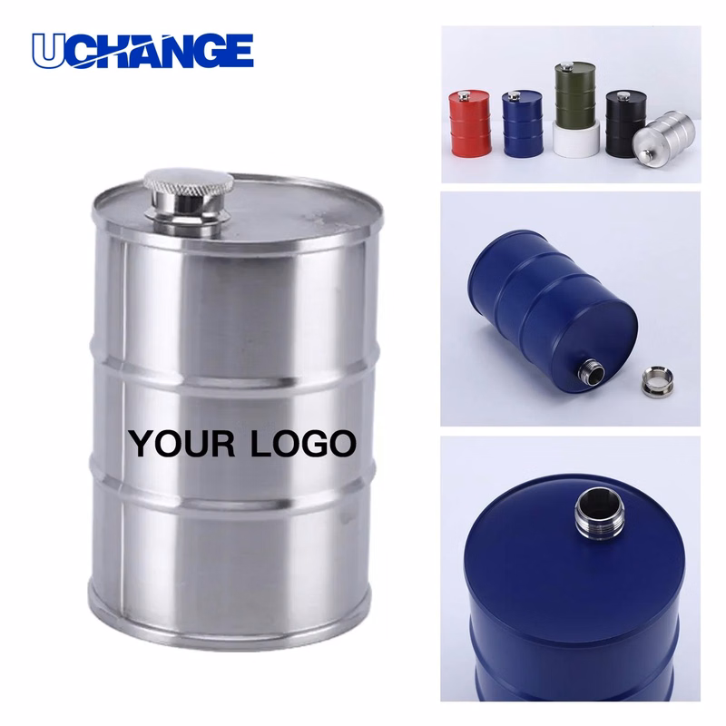 Stainless Steel Oil Drum Flask Bottle 24oz for Outdoor Use