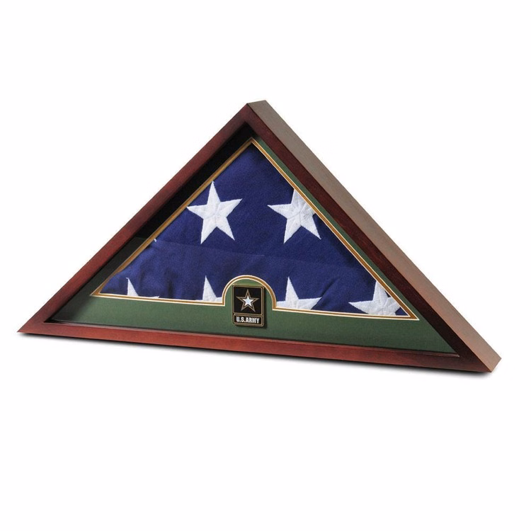 US Flag Display Case with Go Army Medallion - Display Case with Flag