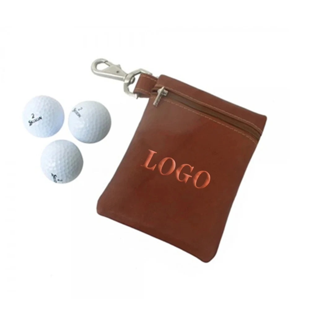 Leather Golf Ball Bag With Zipper Closure 1