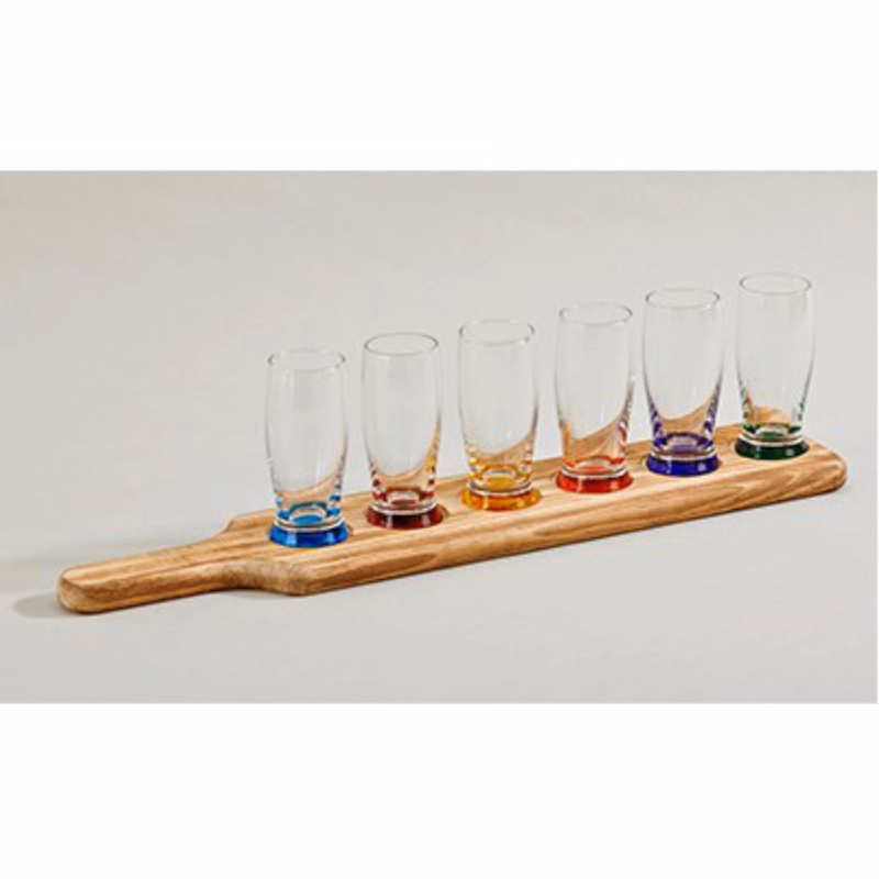 9 PC Petals Server Set w/ Wood Base & Spoon (12" x 7.75")