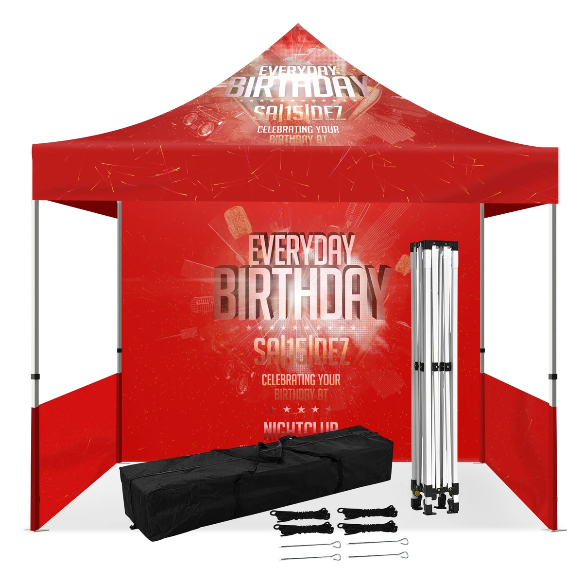 10 x 10ft Outdoor Pop Up Exhibition Tent With Canopy and single-sided full wall & two single-sided h 1
