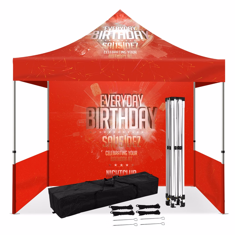 10 x 10ft Outdoor Pop Up Exhibition Tent With Canopy and single-sided full wall & two single-sided h