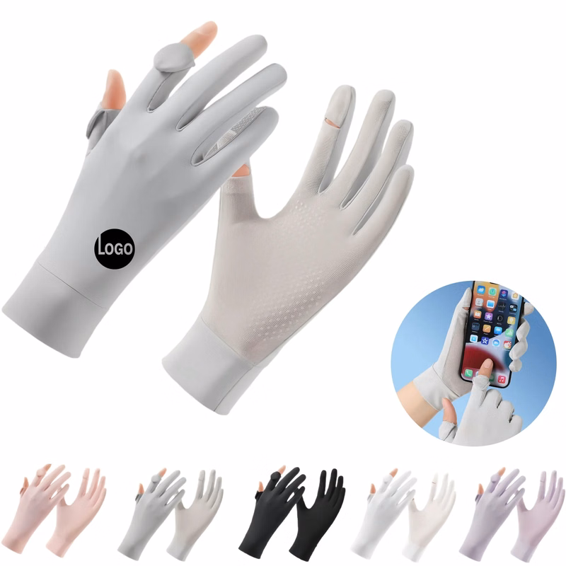 Cooling UPF50 Fingerless Ice Silk Gloves For Outdoor Driving