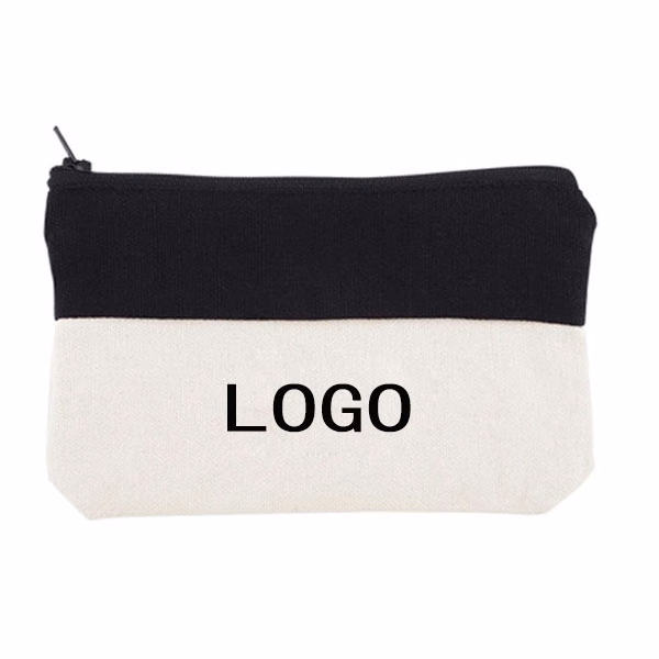 Two-Tone Zip Cotton Canvas School Pouch