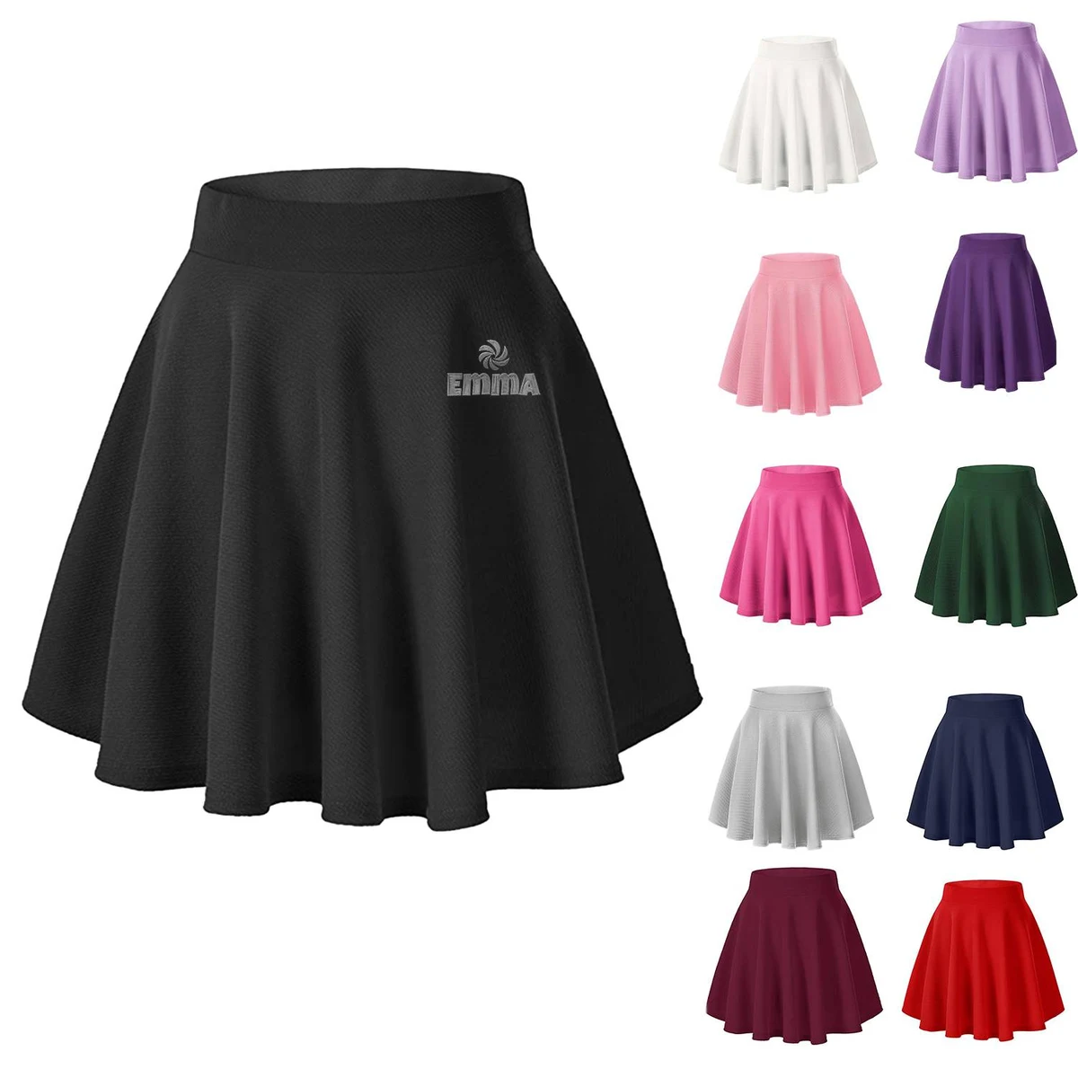 Womens Stretch Waist Flared Pleated Mini Skirt 1