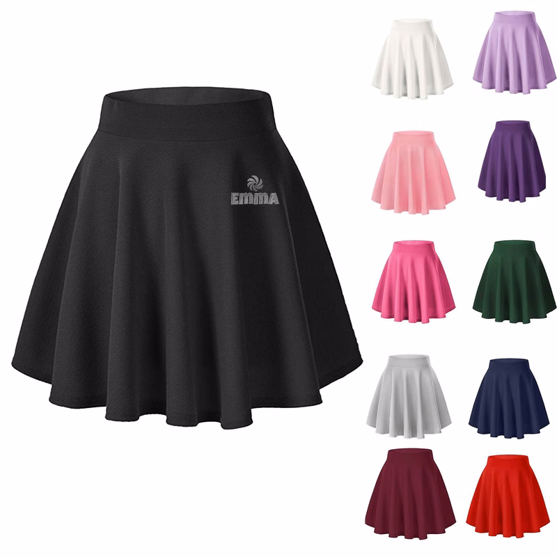 Womens Stretch Waist Flared Pleated Mini Skirt