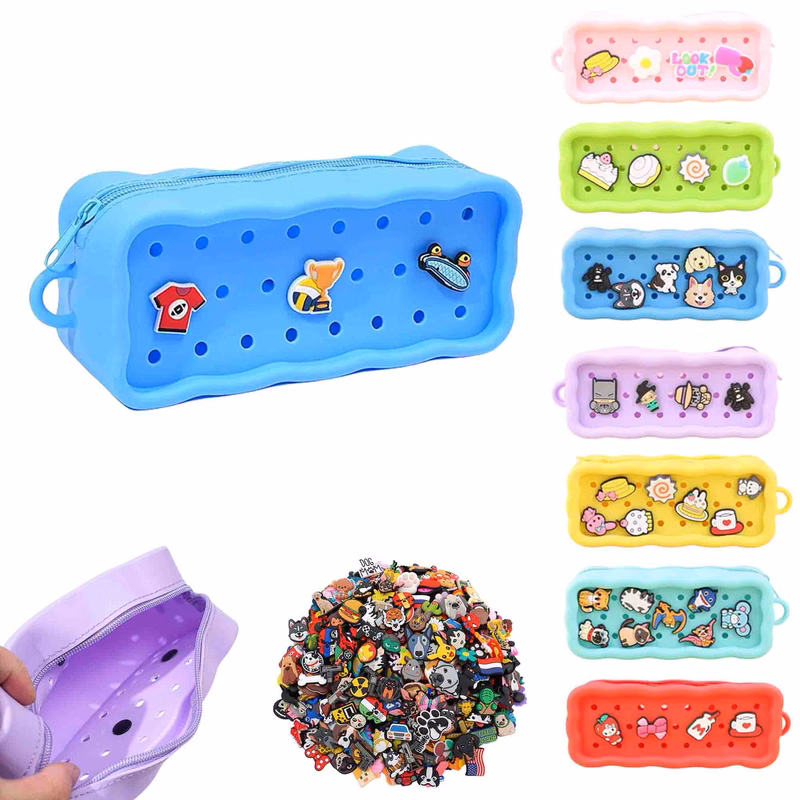 Silicone Waterproof Charms Pencil Bags Makeup Brush Holder