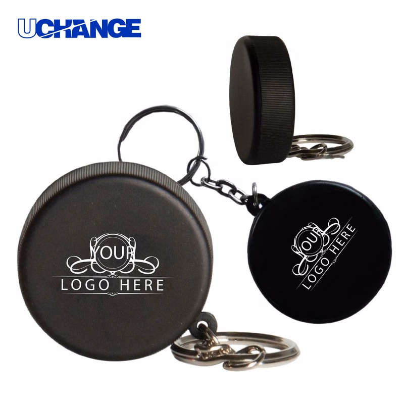 Hockey Puck Stress Reliever Keychain