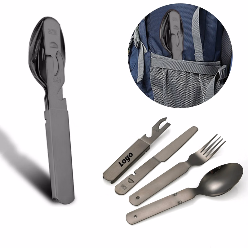 4 in 1 Portable Stainless Steel Camping Cutlery Set
