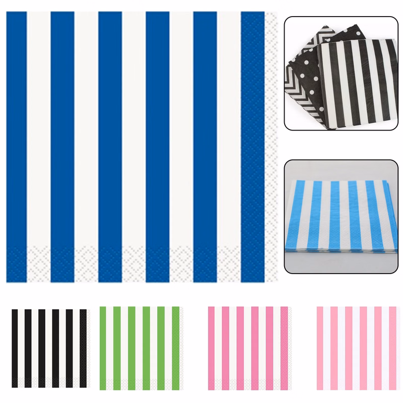 Striped Paper Beverage Napkins