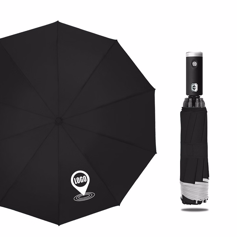 Folding Umbrella Reflective Strip LED Flashlight Handle