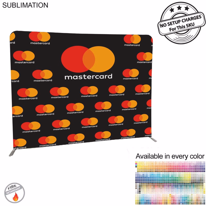 Business 8'W x 8'H EuroFit Tension Fabric Straight Wall Display Kit, Double Sided Graphics