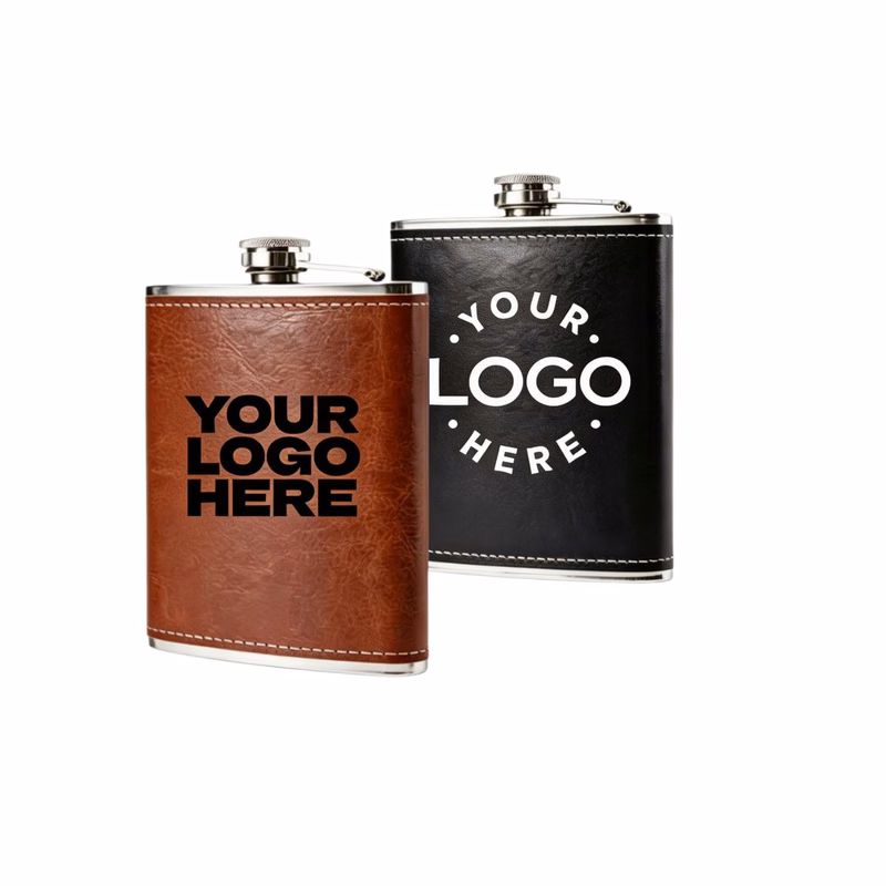 Stainless Steel Hip Flask Wrapped With Leather