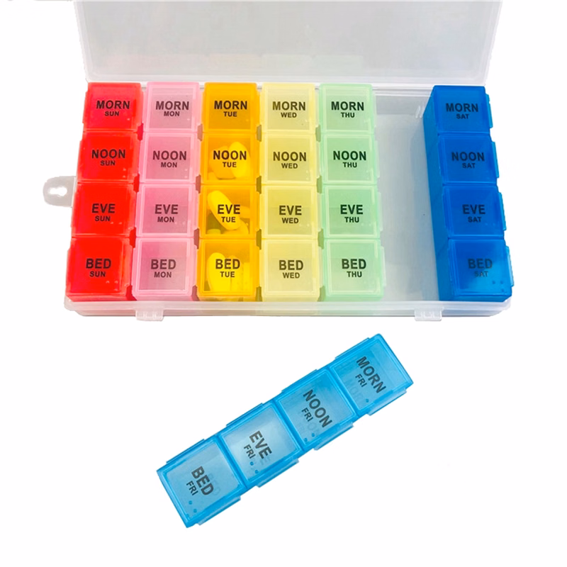 28 Case Rainbow Color Weekly 7 Day Pill Box