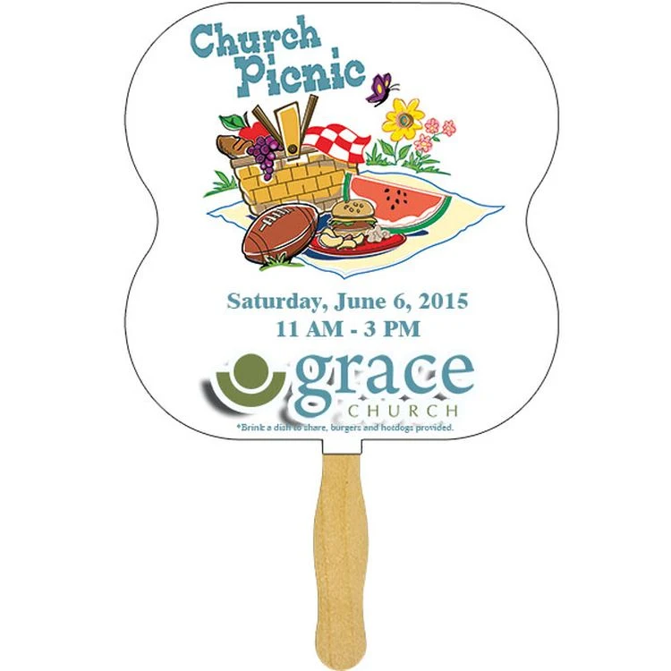 Hour Glass Sandwiched Hand Fan (2 Side/ Four Color Process) 1