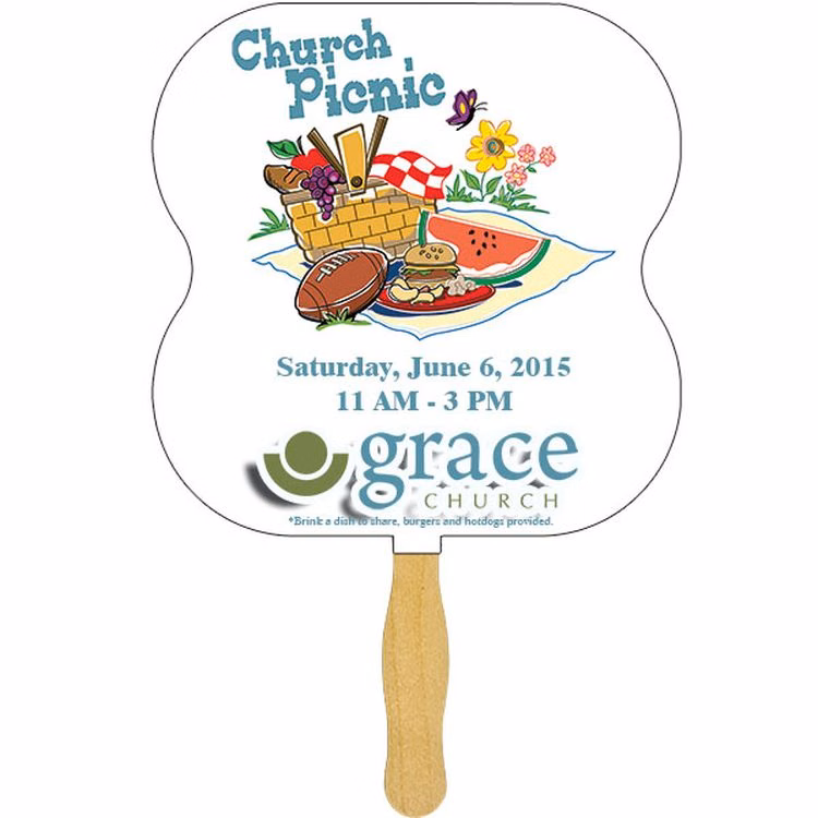 Hour Glass Sandwiched Hand Fan (2 Side/ Four Color Process)
