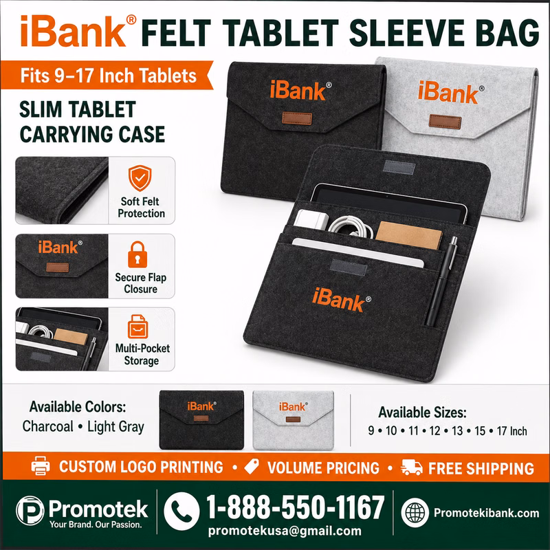 iBank® 9 -17 inch Felt Tablet Sleeve Bag Carrying Case Slim Tablet Sleeve